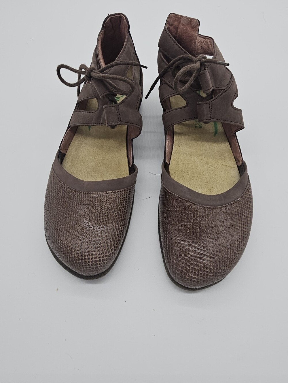 Naot Women’s Brown Lace-Up Comfort Flats Sz 8 - Picture 3 of 6